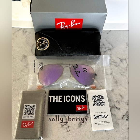 RayBan (Store Display) Aviator Reflective Purple Lenses RB3025 Mirror - Picture 15 of 17